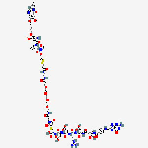 (2S)-5-[[(2S)-1-[[(2S)-1-[[(2S)-1-[[(2S)-1-[[(1R)-2-[1-[3-[2-[2-[2-[2-[3-[2-[3-[[1-[(2S)-2-[1-[4-[5-[[(6aS)-2-methoxy-8-methylidene-11-oxo-7,9-dihydro-6aH-pyrrolo[2,1-c][1,4]benzodiazepin-3-yl]oxy]pentoxy]-2-amino-5-methoxybenzoyl]-4-methylidenepyrrolidin-2-yl]-1,3-oxazolidine-3-carbonyl]oxy-2-methylpropan-2-yl]disulfanyl]propanoylamino]ethylamino]-3-oxopropoxy]ethoxy]ethoxy]ethoxy]ethylamino]-3-oxopropyl]-2,5-dioxopyrrolidin-3-yl]sulfanyl-1-carboxyethyl]amino]-3-carboxy-1-oxopropan-2-yl]amino]-3-carboxy-1-oxopropan-2-yl]amino]-5-carbamimidamido-1-oxopentan-2-yl]amino]-3-carboxy-1-oxopropan-2-yl]amino]-2-[[4-[(2-amino-4-oxo-4aH-pteridin-6-yl)methylamino]benzoyl]amino]-5-oxopentanoic acid