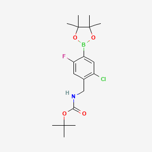 tert-Butyl (2-chloro-5-fluoro-4-(4,4,5,5-tetramethyl-1,3,2-dioxaborolan-2-yl)benzyl)carbamate