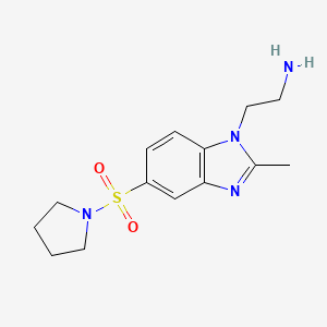 molecular formula C14H20N4O2S B1392607 {2-[2-甲基-5-(吡咯烷-1-基磺酰基)-1H-苯并咪唑-1-基]乙基}胺 CAS No. 1242866-48-3