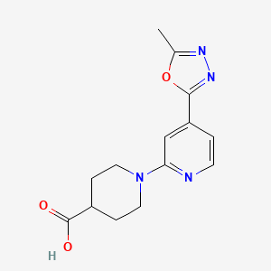 molecular formula C14H16N4O3 B1392609 1-[4-(5-甲基-1,3,4-恶二唑-2-基)吡啶-2-基]哌啶-4-羧酸 CAS No. 1242999-63-8