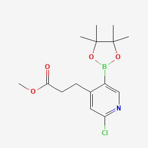 molecular formula C15H21BClNO4 B13926368 Methyl 3-(2-chloro-5-(4,4,5,5-tetramethyl-1,3,2-dioxaborolan-2-yl)pyridin-4-yl)propanoate 