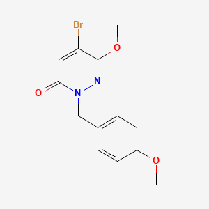 molecular formula C13H13BrN2O3 B13926379 5-Bromo-6-methoxy-2-(4-methoxybenzyl)pyridazin-3(2H)-one 