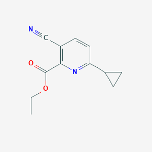 molecular formula C12H12N2O2 B1392668 3-氰基-6-环丙基-2-吡啶甲酸乙酯 CAS No. 1221791-78-1
