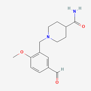 molecular formula C15H20N2O3 B1392676 1-(5-甲酰基-2-甲氧基苄基)哌啶-4-甲酰胺 CAS No. 1039415-33-2