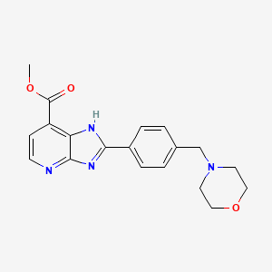 molecular formula C19H20N4O3 B13926830 Methyl 8-[4-(morpholin-4-ylmethyl)phenyl]-2,7,9-triazabicyclo[4.3.0]nona-1,3,5,7-tetraene-5-carboxylate CAS No. 934020-45-8