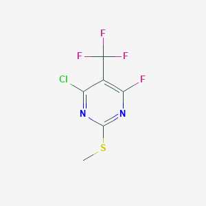 molecular formula C6H3ClF4N2S B13926845 Pyrimidine, 4-chloro-6-fluoro-2-(methylthio)-5-(trifluoromethyl)- CAS No. 115441-09-3