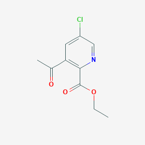 molecular formula C10H10ClNO3 B1392688 3-乙酰基-5-氯-2-吡啶甲酸乙酯 CAS No. 1221791-87-2