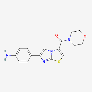molecular formula C16H16N4O2S B1392727 {4-[3-(Morpholin-4-ylcarbonyl)imidazo[2,1-b][1,3]thiazol-6-yl]phenyl}amine CAS No. 1242924-37-3