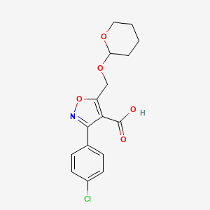 molecular formula C16H16ClNO5 B1392728 3-(4-Chlorophenyl)-5-[(tetrahydro-2H-pyran-2-yloxy)methyl]isoxazole-4-carboxylic acid CAS No. 1242926-34-6