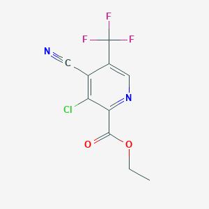 molecular formula C10H6ClF3N2O2 B1392731 Ethyl 3-chloro-4-cyano-5-(trifluoromethyl)-2-pyridinecarboxylate CAS No. 1221792-27-3