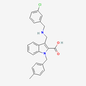 molecular formula C25H23ClN2O2 B1392735 3-{[(3-Chlorobenzyl)amino]methyl}-1-(4-methylbenzyl)-1H-indole-2-carboxylic acid CAS No. 893262-85-6