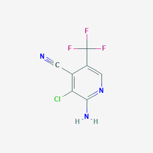 molecular formula C7H3ClF3N3 B1392742 2-氨基-3-氯-5-(三氟甲基)异烟腈 CAS No. 1221572-26-4