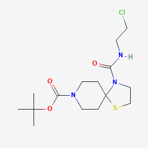 molecular formula C15H26ClN3O3S B1392743 Tert-butyl 4-{[(2-chloroethyl)amino]carbonyl}-1-thia-4,8-diazaspiro[4.5]decane-8-carboxylate CAS No. 1221792-95-5