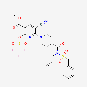 molecular formula C26H27F3N4O8S2 B13927540 Ethyl6-{4-[allyl(benzylsulfonyl)carbamoyl]piperidin-1-yl}-5-cyano-2-{[(trifluoromethyl)sulfonyl]oxy}nicotinate 