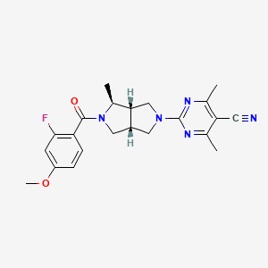 molecular formula C22H24FN5O2 B13927609 2-[(3aS,4S,6aR)-5-(2-fluoro-4-methoxybenzoyl)-4-methyl-1,3,3a,4,6,6a-hexahydropyrrolo[3,4-c]pyrrol-2-yl]-4,6-dimethylpyrimidine-5-carbonitrile 