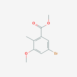 molecular formula C10H11BrO3 B13927725 Methyl 5-bromo-3-methoxy-2-methylbenzoate 