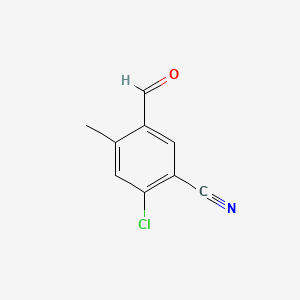 molecular formula C9H6ClNO B13927761 2-Chloro-5-formyl-4-methylbenzonitrile 