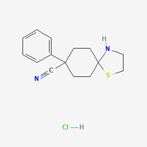 molecular formula C15H19ClN2S B1392781 8-苯基-1-硫杂-4-氮杂螺[4.5]癸烷-8-碳腈盐酸盐 CAS No. 1221792-40-0