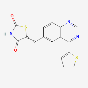 molecular formula C16H9N3O2S2 B13927816 (5E)-5-{[4-(Thiophen-2-yl)quinazolin-6-yl]methylidene}-1,3-thiazolidine-2,4-dione 