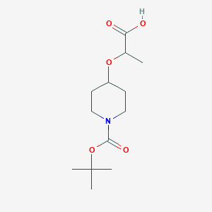 molecular formula C13H23NO5 B1392800 2-{[1-(叔丁氧羰基)-4-哌啶基]-氧基}丙酸 CAS No. 952486-65-6