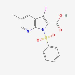molecular formula C15H11IN2O4S B1392821 3-碘-5-甲基-1-(苯磺酰基)-1H-吡咯并[2,3-b]吡啶-2-甲酸 CAS No. 1261365-69-8