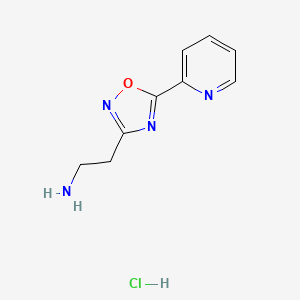 molecular formula C9H11ClN4O B1392859 2-[5-(Pyridin-2-yl)-1,2,4-oxadiazol-3-yl]ethan-1-amine hydrochloride CAS No. 1269152-24-0