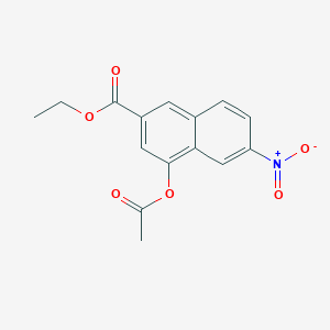 molecular formula C15H13NO6 B13928661 4-(Acetyloxy)-6-nitro-2-naphthalenecarboxylic acid ethyl ester 