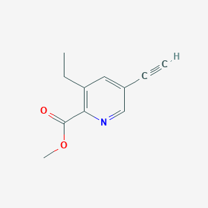 molecular formula C11H11NO2 B13928680 Methyl 3-ethyl-5-ethynylpicolinate 