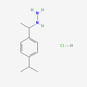 molecular formula C11H19ClN2 B1392876 盐酸{1-[4-(丙-2-基)苯基]乙基}肼 CAS No. 1258650-52-0