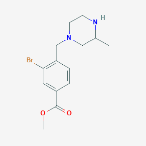 molecular formula C14H19BrN2O2 B13928782 Methyl 3-bromo-4-((3-methylpiperazin-1-yl)methyl)benzoate CAS No. 1131594-72-3