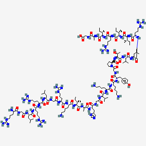 2-[[(2S)-2-[[(2S,3S)-2-[[(2S)-2-[[(2S,3S)-2-[[(2S,3S)-2-[[(2S)-2-[[(2S)-2-[[(2S)-2-[[(2S,3R)-2-[[(2S)-1-[2-[[(2S)-2-[[(2S)-6-amino-2-[[(2S)-6-amino-2-[[(2S)-2-[[2-[[(2S)-2-[[(2S)-2-[[(2S,3S)-2-[[(2S)-6-amino-2-[[(2S)-2-[[2-[[(2S)-2-[[(2S)-2-[[(2S)-2-[[(2S)-2-[[2-[[(2S)-2-amino-5-carbamimidamidopentanoyl]amino]acetyl]amino]-4-methylpentanoyl]amino]-5-carbamimidamidopentanoyl]amino]-5-carbamimidamidopentanoyl]amino]-4-methylpentanoyl]amino]acetyl]amino]-5-carbamimidamidopentanoyl]amino]hexanoyl]amino]-3-methylpentanoyl]amino]propanoyl]amino]-3-(1H-imidazol-5-yl)propanoyl]amino]acetyl]amino]-3-methylbutanoyl]amino]hexanoyl]amino]hexanoyl]amino]-3-(4-hydroxyphenyl)propanoyl]amino]acetyl]pyrrolidine-2-carbonyl]amino]-3-hydroxybutanoyl]amino]-3-methylbutanoyl]amino]-4-methylpentanoyl]amino]-5-carbamimidamidopentanoyl]amino]-3-methylpentanoyl]amino]-3-methylpentanoyl]amino]-5-carbamimidamidopentanoyl]amino]-3-methylpentanoyl]amino]propanoyl]amino]acetic acid