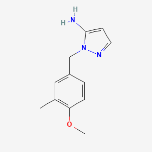 molecular formula C12H15N3O B13928911 2-(4-Methoxy-3-methyl-benzyl)-2H-pyrazol-3-ylamine 