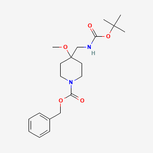 molecular formula C20H30N2O5 B13928917 Benzyl 4-(((tert-butoxycarbonyl)amino)methyl)-4-methoxypiperidine-1-carboxylate 