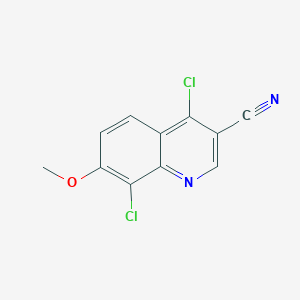 molecular formula C11H6Cl2N2O B13928946 3-Quinolinecarbonitrile, 4,8-dichloro-7-methoxy- CAS No. 73387-75-4