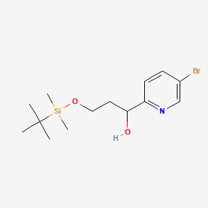 molecular formula C14H24BrNO2Si B13928970 1-(5-Bromopyridin-2-yl)-3-((tert-butyldimethylsilyl)oxy)propan-1-ol 