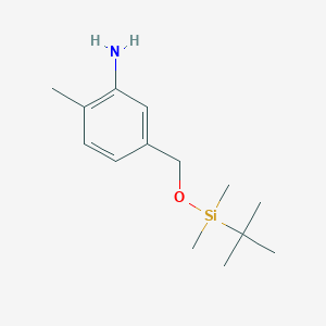 molecular formula C14H25NOSi B13929089 5-({[tert-Butyl(dimethyl)silyl]oxy}methyl)-2-methylaniline CAS No. 309712-97-8