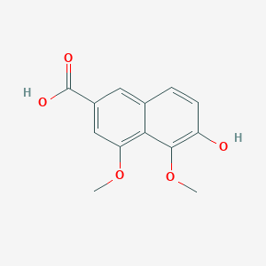 molecular formula C13H12O5 B13929102 6-Hydroxy-4,5-dimethoxy-2-naphthalenecarboxylic acid 