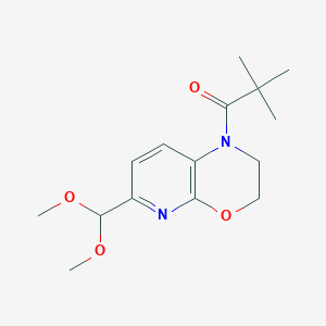 molecular formula C15H22N2O4 B1392915 1-(6-(Dimethoxymethyl)-2,3-dihydro-1H-pyrido-[2,3-b][1,4]oxazin-1-yl)-2,2-dimethylpropan-1-one CAS No. 1261365-93-8