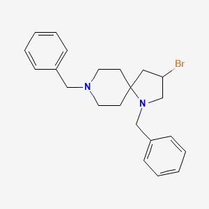 molecular formula C22H27BrN2 B13929208 1,8-Diazaspiro[4.5]decane,3-bromo-1,8-bis(phenylmethyl)- 