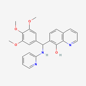 molecular formula C24H23N3O4 B13929258 7-((Pyridin-2-ylamino)(3,4,5-trimethoxyphenyl)methyl)quinolin-8-ol 