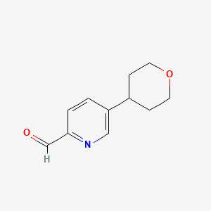 molecular formula C11H13NO2 B13929344 5-(Tetrahydro-2H-pyran-4-yl)picolinaldehyde 