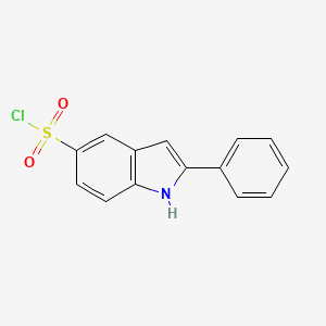 molecular formula C14H10ClNO2S B13929369 5-Chlorosulfonyl-2-phenylindole 