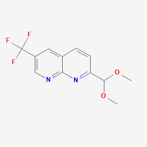 molecular formula C12H11F3N2O2 B1392937 2-(二甲氧基甲基)-6-(三氟甲基)-1,8-萘啶 CAS No. 1261365-78-9