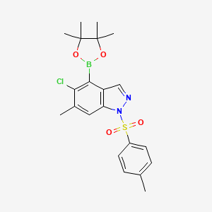 molecular formula C21H24BClN2O4S B13929411 5-Chloro-6-methyl-1-(4-methylphenyl)sulfonyl-4-(4,4,5,5-tetramethyl-1,3,2-dioxaborolan-2-yl)indazole 