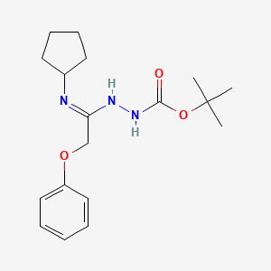molecular formula C18H27N3O3 B1392944 N'-[1-Cyclopentylamino-2-phenoxyethylidene]hydrazinecarboxylic acid tert-butyl ester CAS No. 1053657-97-8