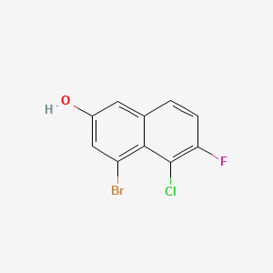 molecular formula C10H5BrClFO B13929453 4-Bromo-5-chloro-6-fluoro-2-naphthalenol 