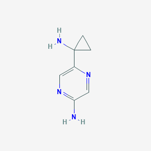 molecular formula C7H10N4 B13929477 5-(1-Aminocyclopropyl)pyrazin-2-amine 