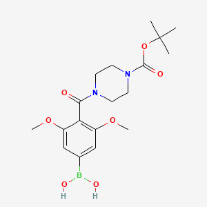 molecular formula C18H27BN2O7 B13929494 [4-(4-Tert-butoxycarbonylpiperazine-1-carbonyl)-3,5-dimethoxy-phenyl]boronic acid 