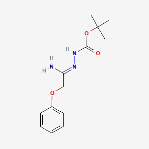 molecular formula C13H19N3O3 B1392950 tert-Butyl 2-(1-amino-2-phenoxyethylidene)hydrazinecarboxylate CAS No. 1053655-67-6