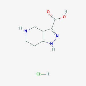 molecular formula C7H10ClN3O2 B1392959 4,5,6,7-tetrahydro-1H-pyrazolo[4,3-c]pyridine-3-carboxylic acid hydrochloride CAS No. 1242339-11-2